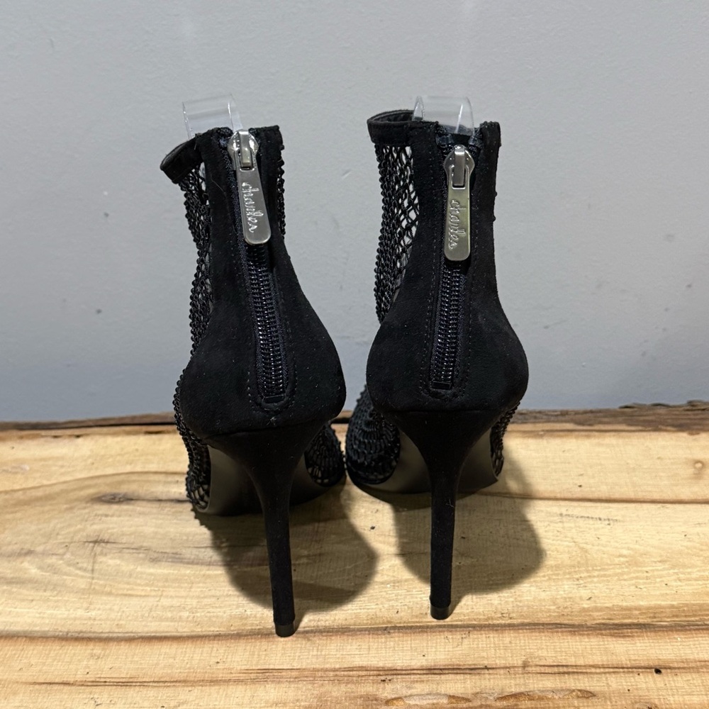 CHARLES DAVID Pursue Black Mesh Sequin‎ Bootie Size 7.5 A41 - Picture 8 of 11